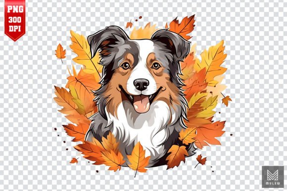 Autumn Australian Shepherd Dog Clipart Review