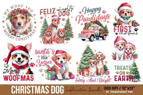 Christmas Dog Sublimation Bundle for Embroidery Projects