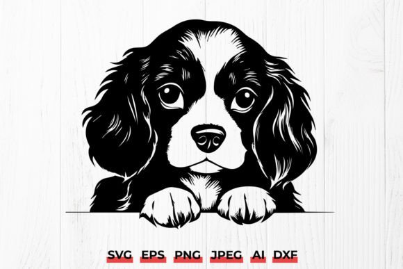 Cute Cavalier King Charles Peeking Dog: Design Review