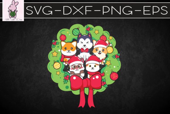 Group Shot Cat Dog Christmas Wreath