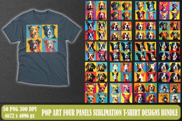 Pop Art Dog Four Panels T-shirt Design Review